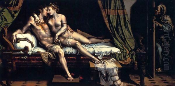 The Lovers Oil Painting by Giulio Romano (Orbetto)