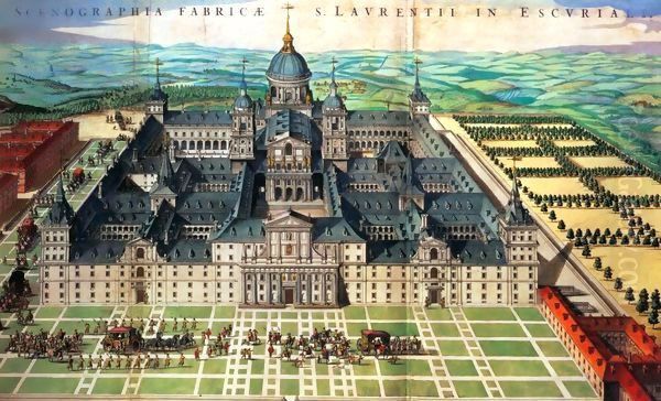 Perspective view of San Lorenzo de El Escorial Oil Painting by Juan de Herrera