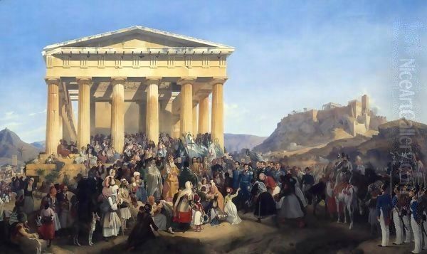 The Entry of King Othon of Greece in Athens Oil Painting by Peter von Hess