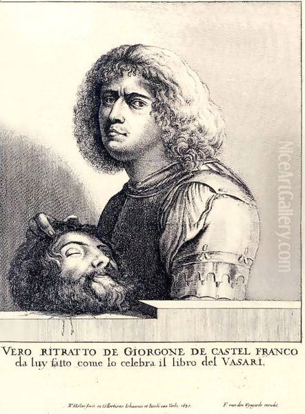 Giorgione's Self-Portrait as David Oil Painting by Wenceslaus Hollar