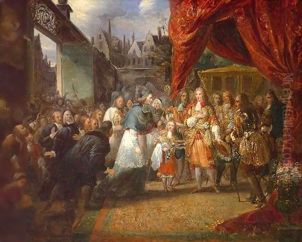 Louis XIV Entering Paris Oil Painting by Eugene Isabey