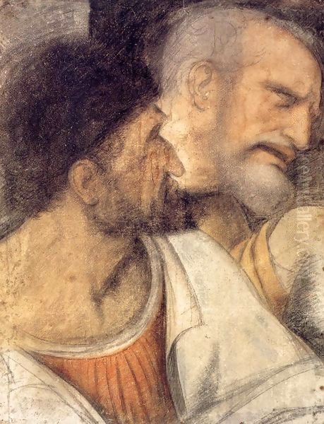 Heads of Judas and Peter Oil Painting by Leonardo Da Vinci