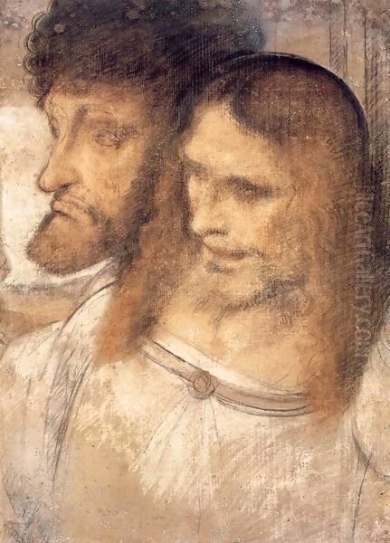 Heads of Sts Thomas and James the Greater Oil Painting by Leonardo Da Vinci