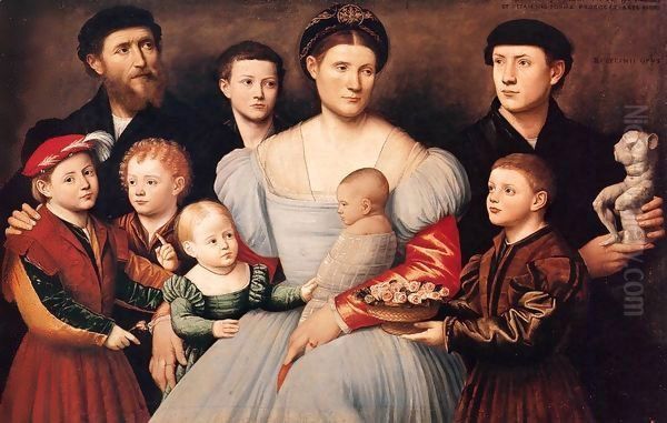 Portrait of Arrigo Licinio and His Family Oil Painting by Bernardino Licinio