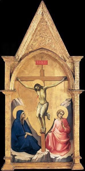 Crucifixion with the Virgin and St John the Evangelist Oil Painting by Lorenzo Monaco