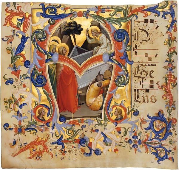 Antiphonary (Cod. Cor. 1, folio 3) Oil Painting by Lorenzo Monaco