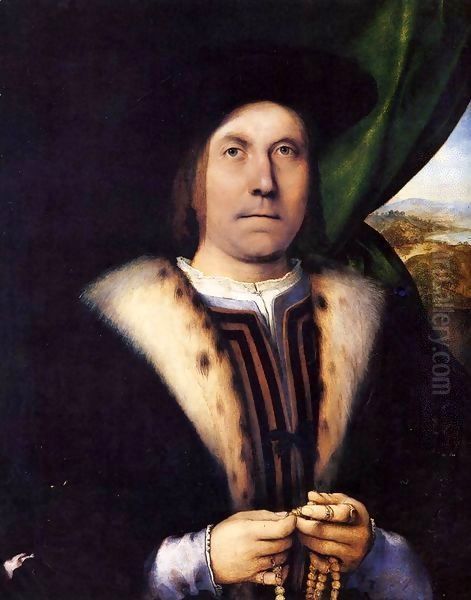 Portrait of a Gentleman with a Rosary Oil Painting by Lorenzo Lotto