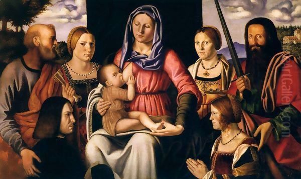 Virgin and Child with Saints and Donors Oil Painting by Bernardino Luini