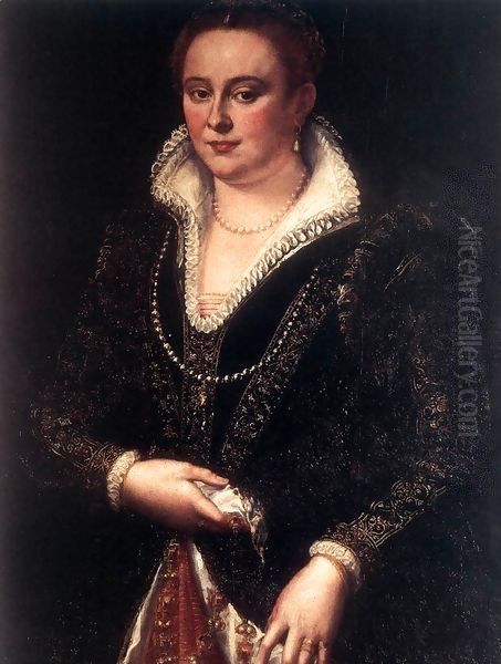 Portrait of Bianca Cappello Oil Painting by Girolamo Del Crocifissaio (see Macchietti)