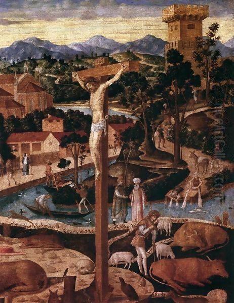 St Jerome in the Desert (detail) Oil Painting by Giovanni Mansueti