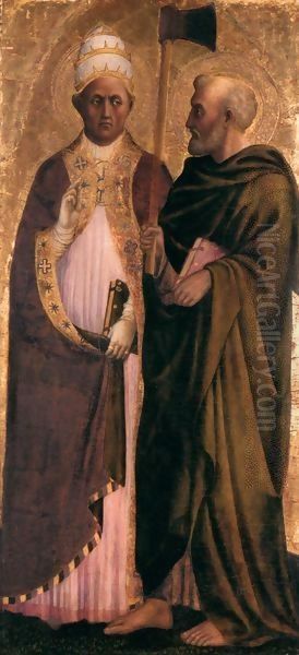 Pope Gregory the Great () and St Matthias Oil Painting by Tommaso Masolino (da Panicale)