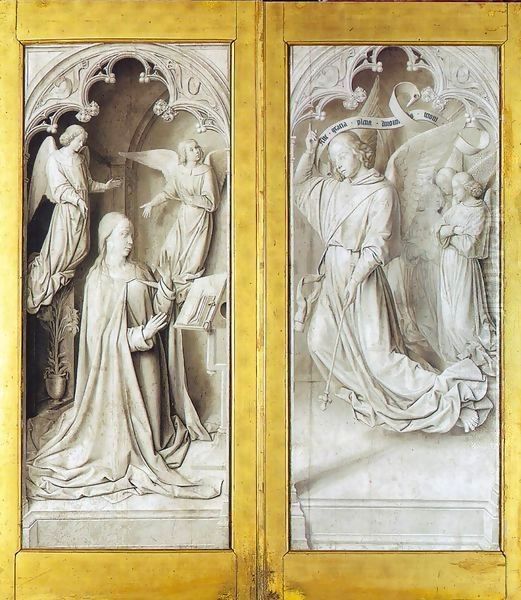 The Moulins Triptych (closed) Oil Painting by Master of Moulins (Jean Hey)