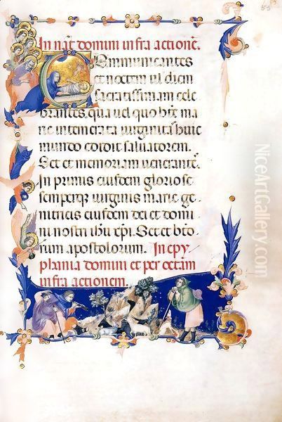 Missal (Folio 55) Oil Painting by Master of the Codex of St. George