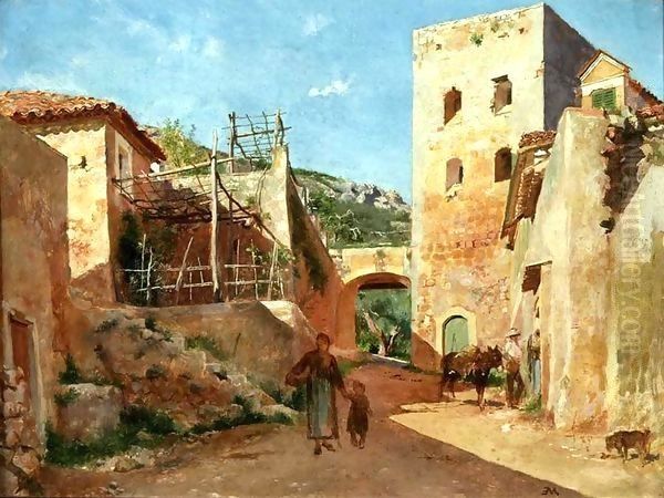 Street Scene near Antibes Oil Painting by Jean-Louis-Ernest Meissonier