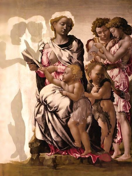 Virgin and Child with St John and Angels Oil Painting by Michelangelo Buonarroti