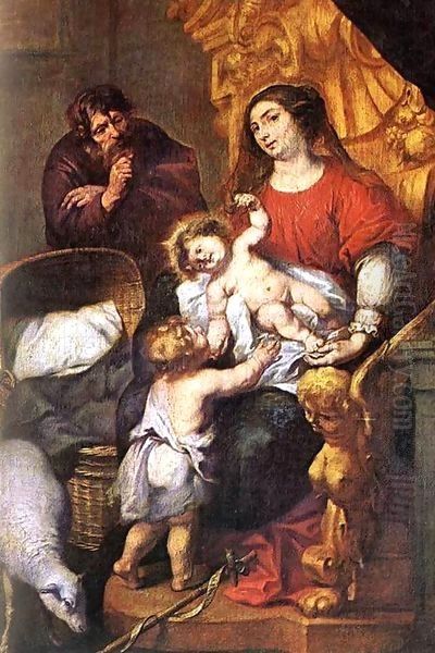 Holy Family Oil Painting by Pedro de Moya