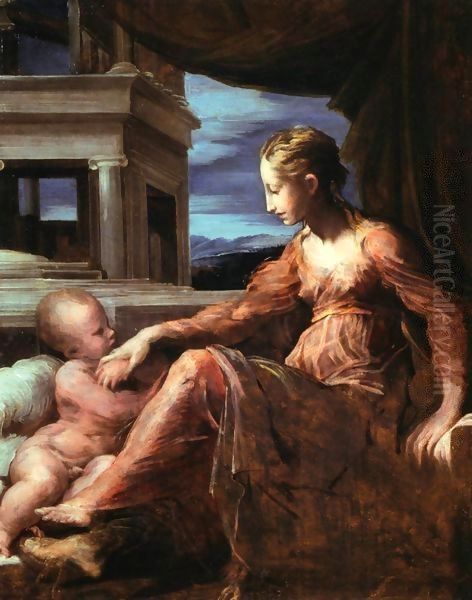 Virgin and Child Oil Painting by Girolamo Francesco Maria Mazzola (Parmigianino)