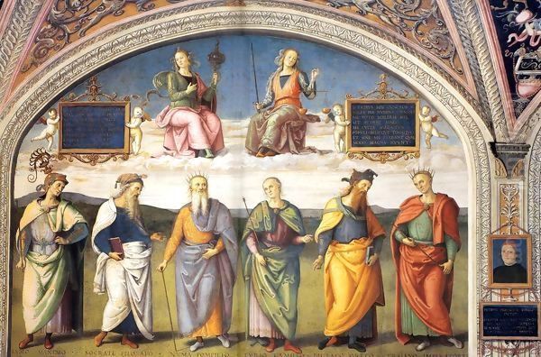 Famous Men of Antiquity (1) Oil Painting by Pietro Vannucci Perugino