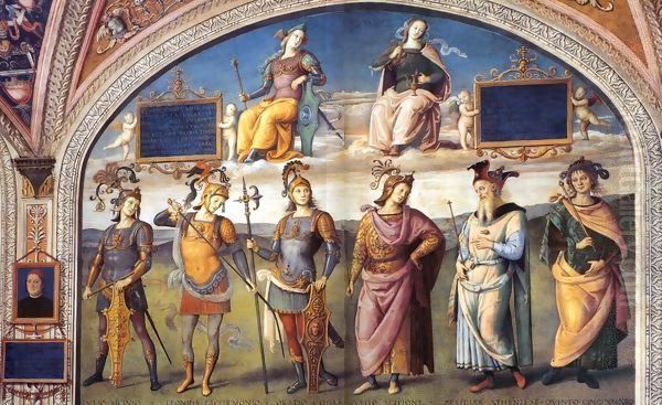 Famous Men of Antiquity (2) Oil Painting by Pietro Vannucci Perugino