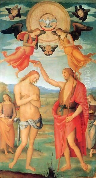 The Baptism of Christ Oil Painting by Pietro Vannucci Perugino