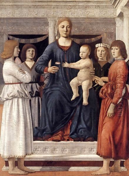 Madonna and Child Attended by Angels Oil Painting by Piero della Francesca