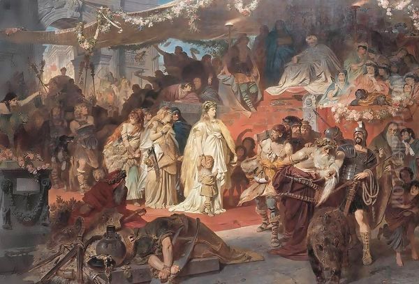 Thusnelda Led in Germanicus' Triumph Oil Painting by Von Piloty Karl Theodor