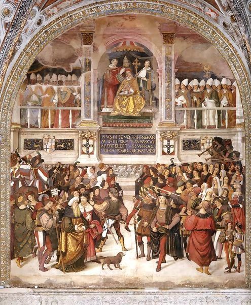 The Coronation of Pope Pius III Oil Painting by Bernardino di Betto (Pinturicchio)