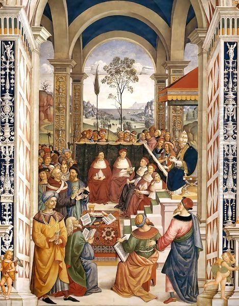 No. 8 Pope Pius II at the Congress of Mantua 2 Oil Painting by Bernardino di Betto (Pinturicchio)