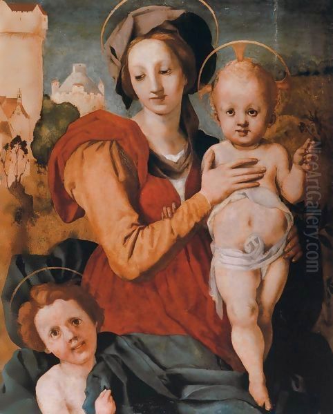 Madonna and Child with the Young St John the Baptist Oil Painting by (Jacopo Carucci) Pontormo