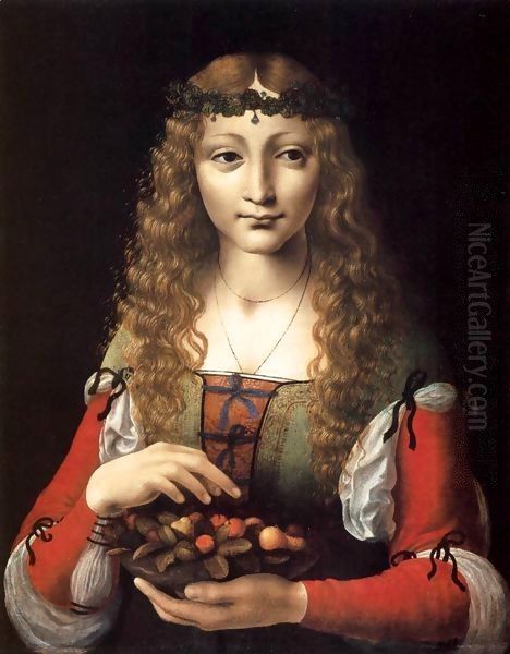 Girl with Cherries Oil Painting by Ambrogio de Predis