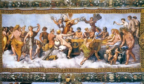 Wedding Banquet of Cupid and Psyche 2 Oil Painting by Raphael