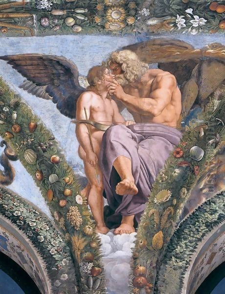 Cupid Pleads with Jupiter for Psyche Oil Painting by Raphael