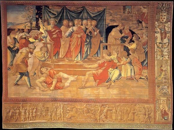 Death of Ananias Oil Painting by Raphael