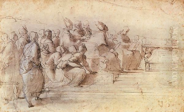 Study for the Disputa Oil Painting by Raphael