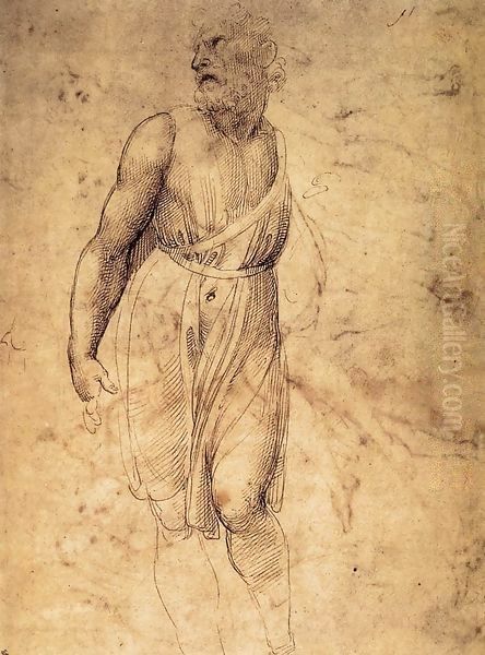 Study after Michelangelo's St Matthew Oil Painting by Raphael