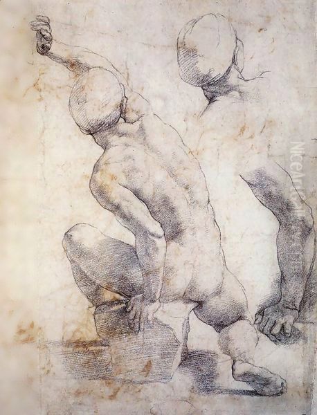 Study of a Seated Figure for a Resurrection Oil Painting by Raphael