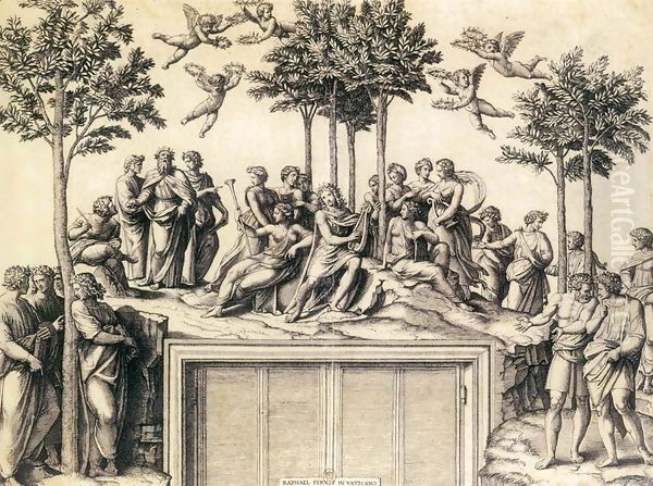 Apollo on the Parnassus Oil Painting by Marcantonio Raimondi