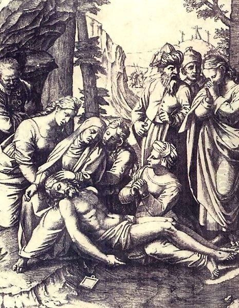 Lamentation Oil Painting by Marcantonio Raimondi