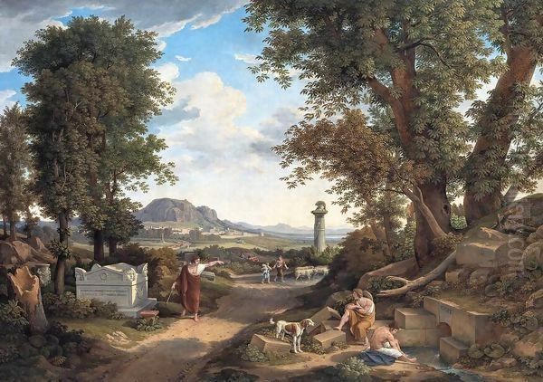 The Invention of the Corinthian Capital by Callimachos Oil Painting by Johann Christian Reinhart