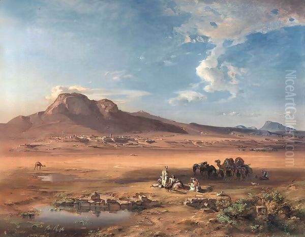 Corinth with Akrocorinth Oil Painting by Carl Rottmann