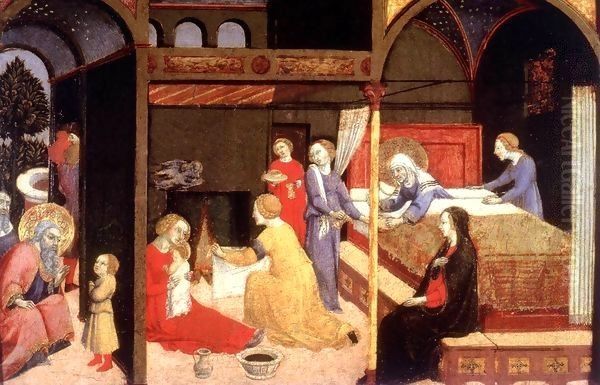 Birth of the Virgin Oil Painting by Sano Di Pietro