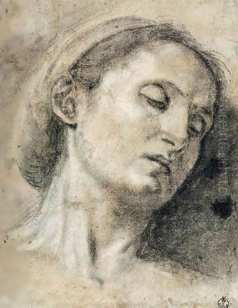 Head of a Woman with Eyes Closed Oil Painting by Giovanni Girolamo Savoldo