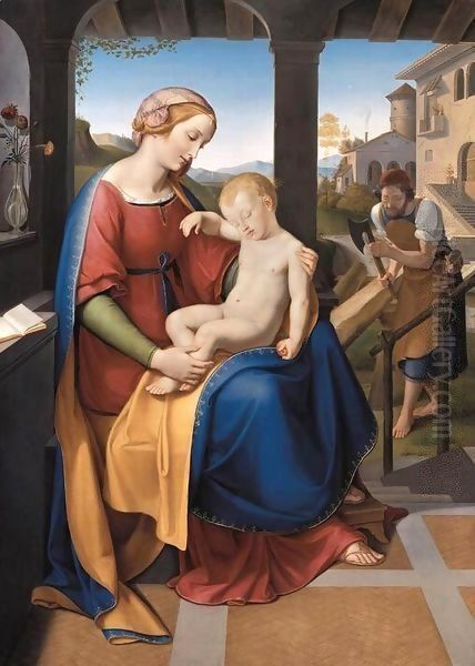 The Holy Family beneath the Portico Oil Painting by Friedrich Wilhelm von Schadow