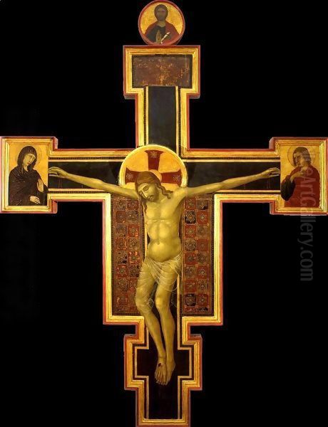 Crucifix Oil Painting by Segna Di Buonaventure