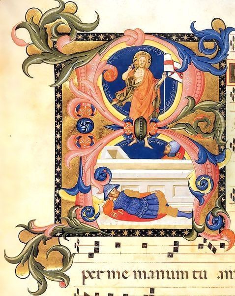 Gradual (Volume 2, folio 1v) Oil Painting by Don Simone Camaldolese