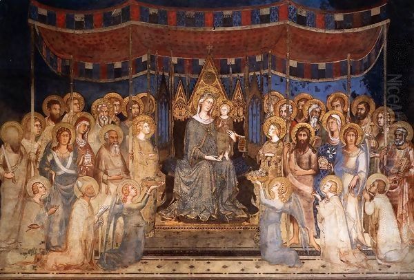 Maest (Madonna with Angels and Saints) 2 Oil Painting by Simone Martini