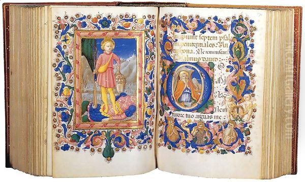 Book of Hours for the Use of Rome (Folios 169v-170r) Oil Painting by Zanobi Strozzi