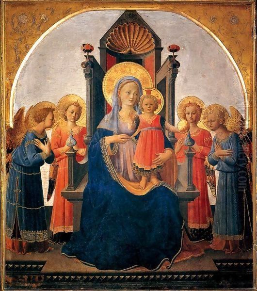 Madonna and Child with Angels Oil Painting by Zanobi Strozzi