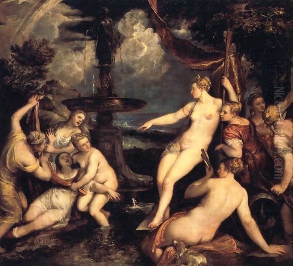 Diana and Callisto Oil Painting by Tiziano Vecellio (Titian)