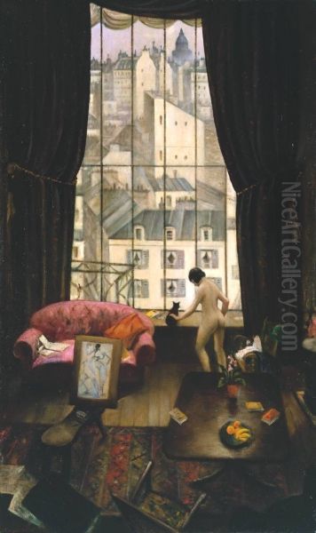 A Studio in Montparnasse, 1926 Oil Painting by Christopher R. Wynne Nevinson